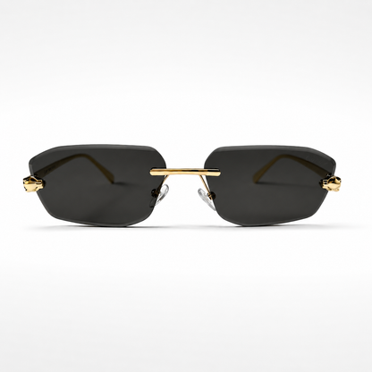 Cartier CT0474 Rimless Gold Tone Black Lens Sunglasses