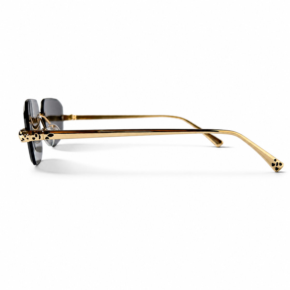 Cartier CT0474 Rimless Gold Tone Black Lens Sunglasses