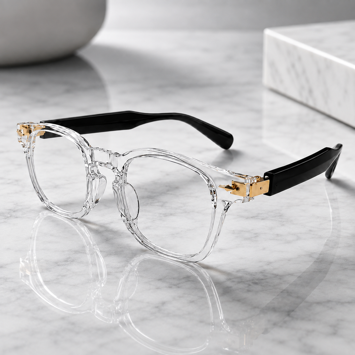 Urban Ziyaar Transparent Square Optical Eyeglasses Black Temples