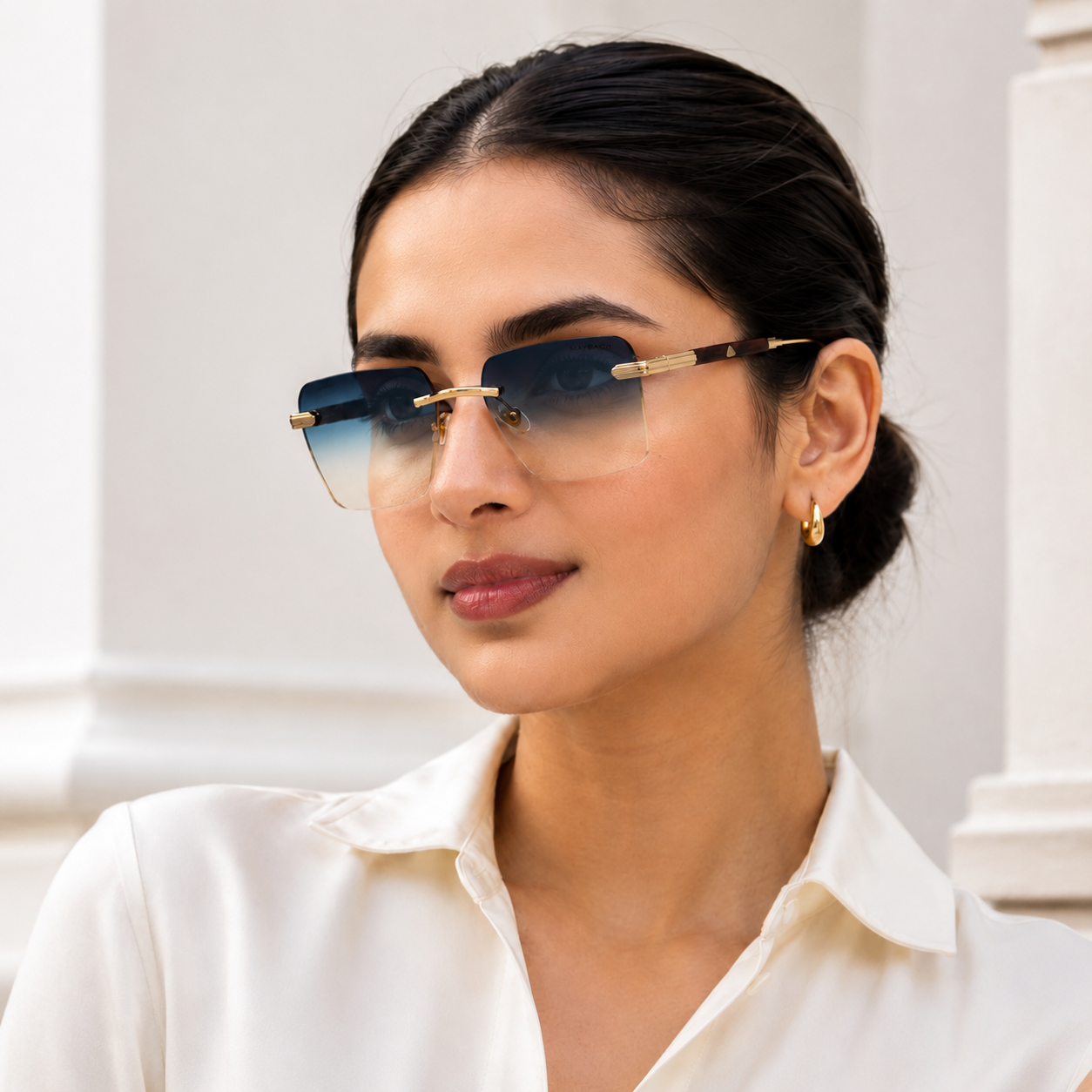 Urban Ziyaar Azure Prestige Rimless Square Sunglasses