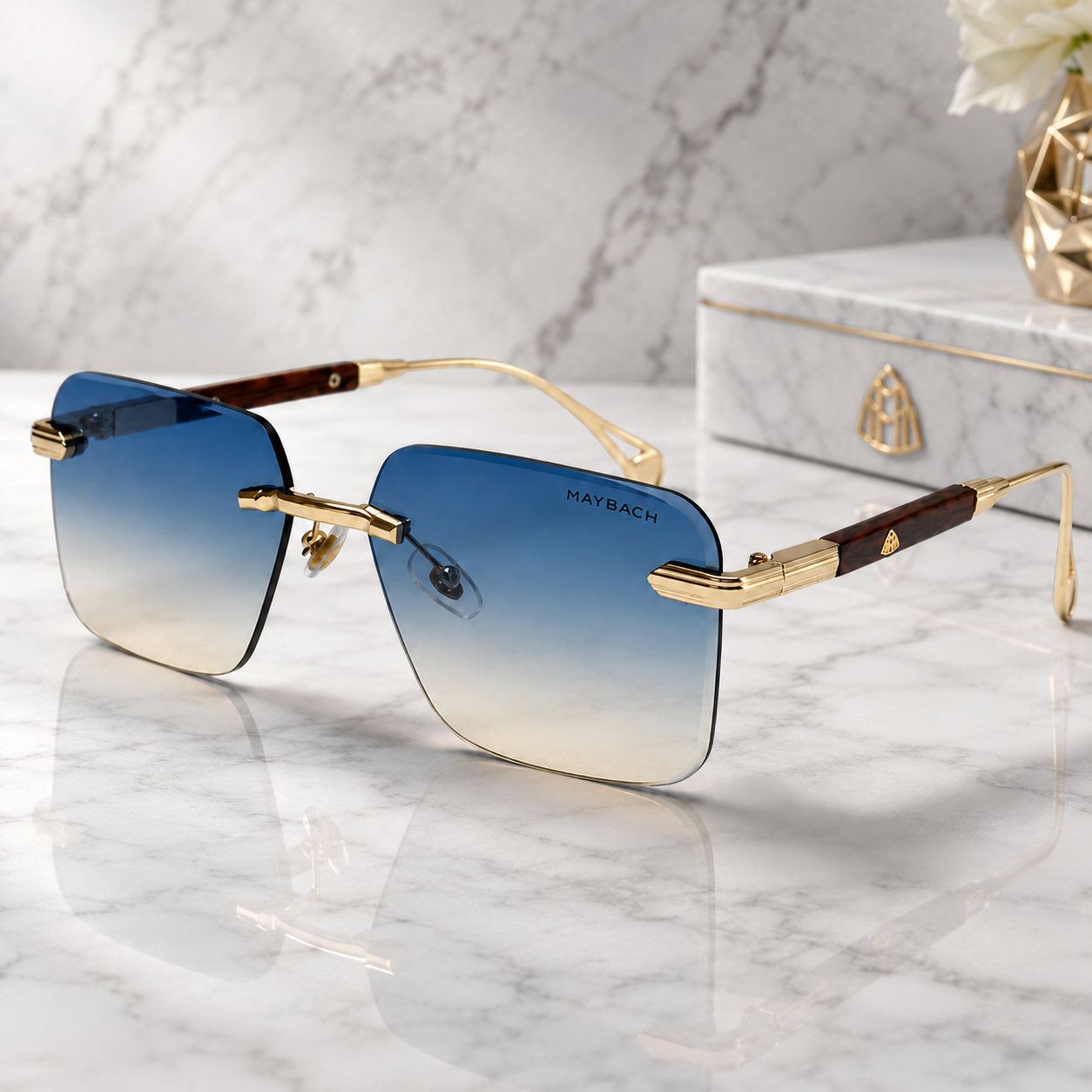 Urban Ziyaar Azure Prestige Rimless Square Sunglasses
