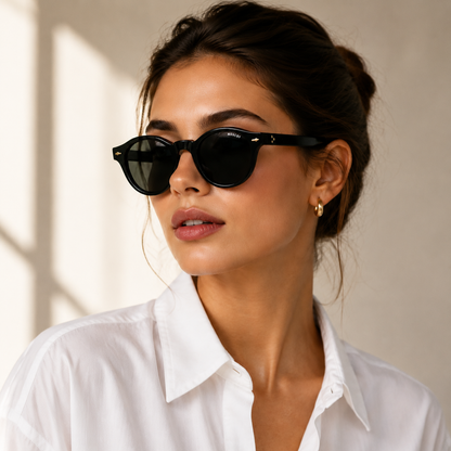 MOSCOT Grunya Sun Black Round Sunglasses