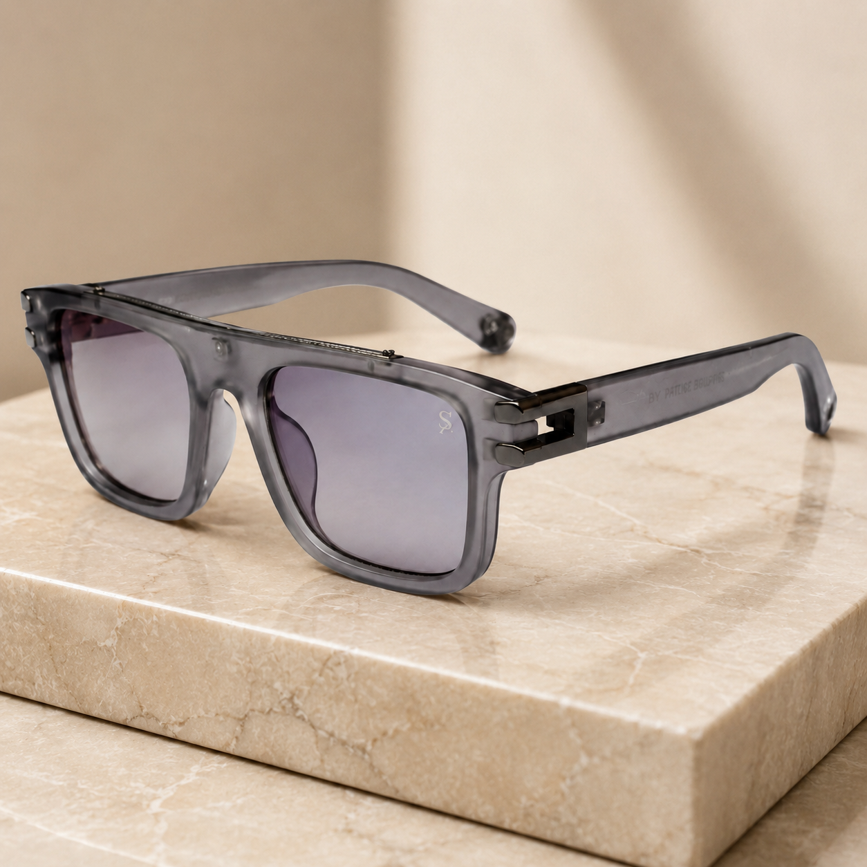 Urban Ziyaar Harbor Premium Crystal Smoke Square Sunglasses