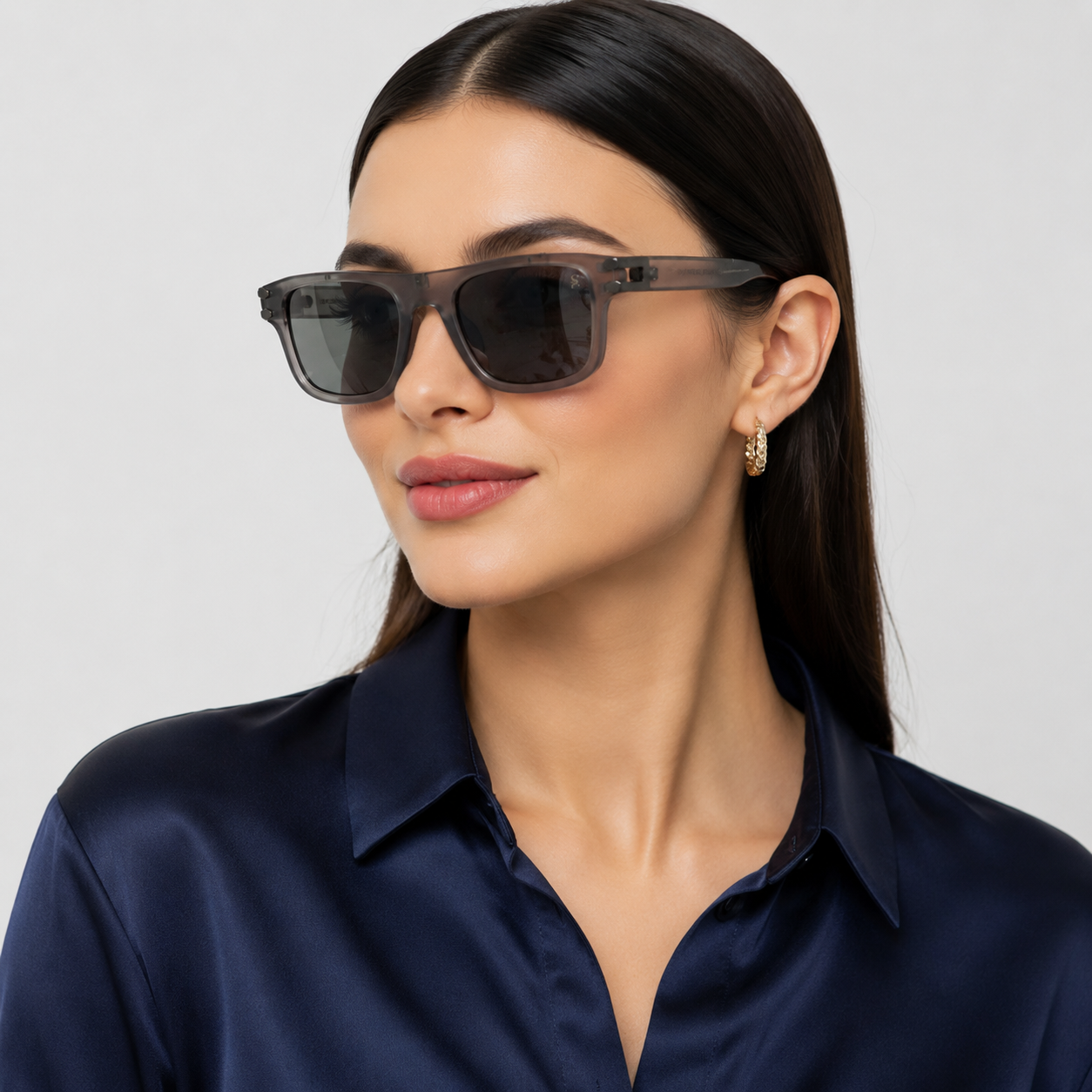 Urban Ziyaar Harbor Premium Crystal Smoke Square Sunglasses