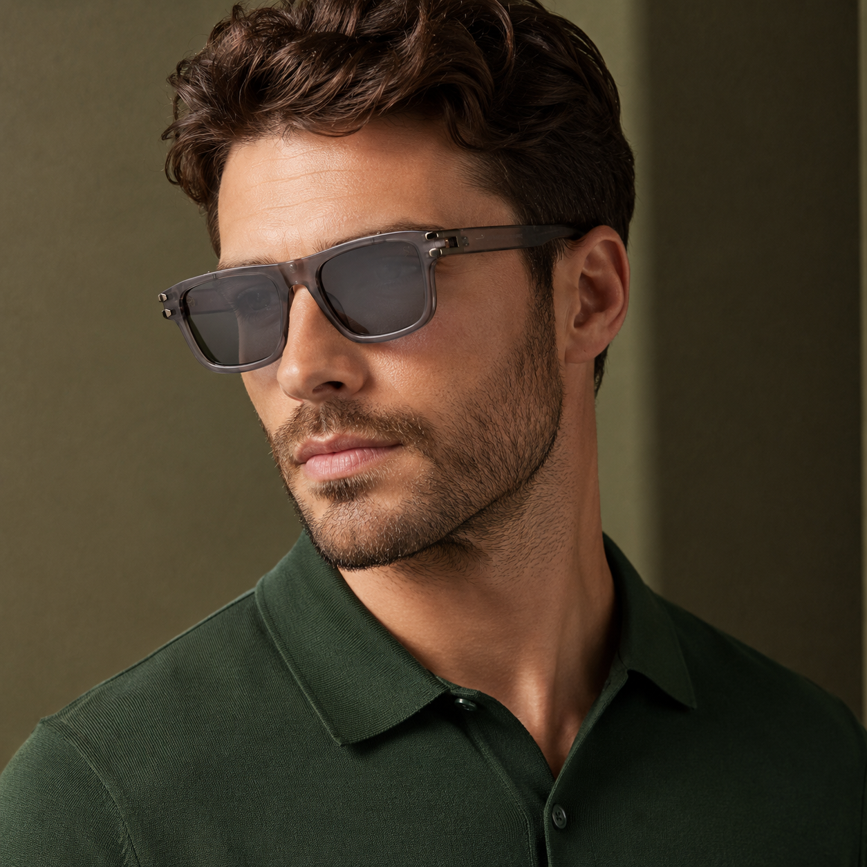 Urban Ziyaar Harbor Premium Crystal Smoke Square Sunglasses