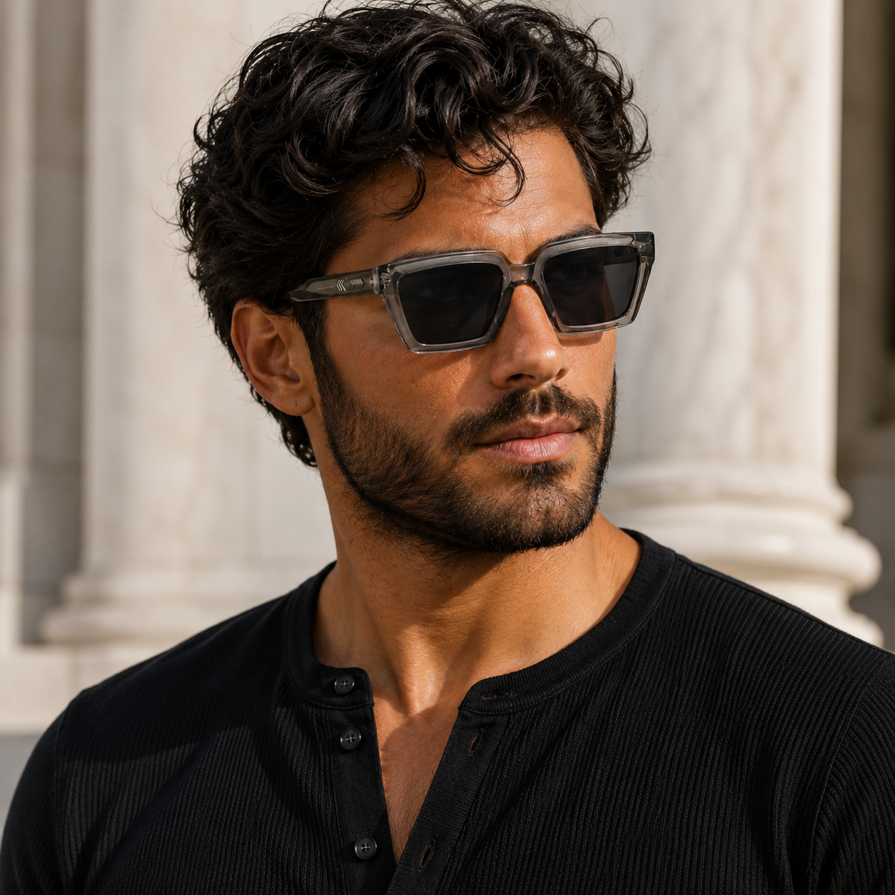 Urban Ziyaar Slate Premium Smoke Square Sunglasses