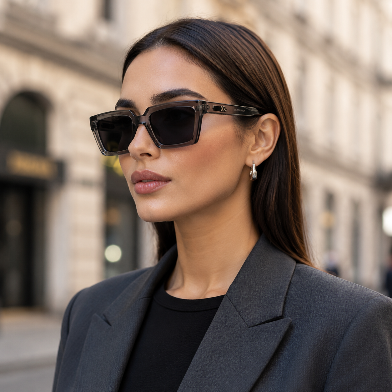 Urban Ziyaar Slate Premium Smoke Square Sunglasses
