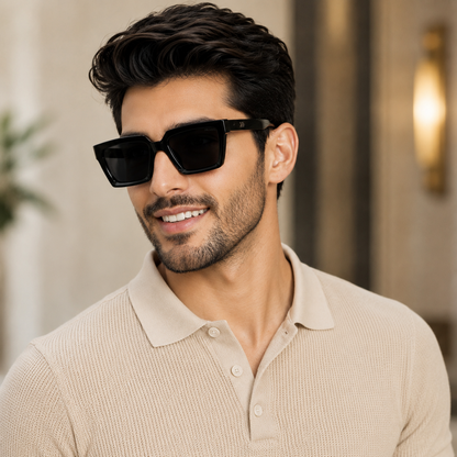 Urban Ziyaar Nivaro Premium Black Square Sunglasses