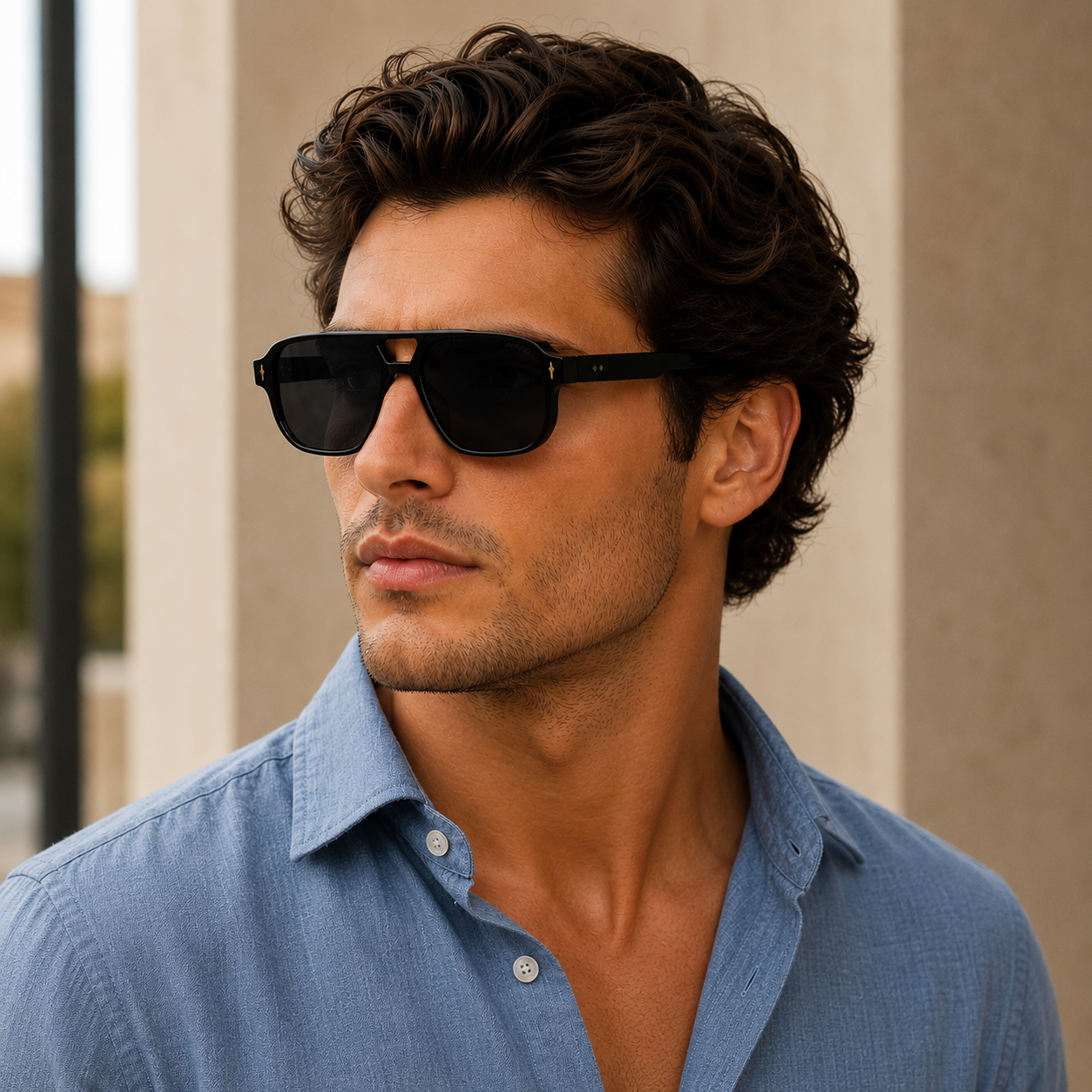 Urban Ziyaar Aero Premium Black Aviator Square Sunglasses
