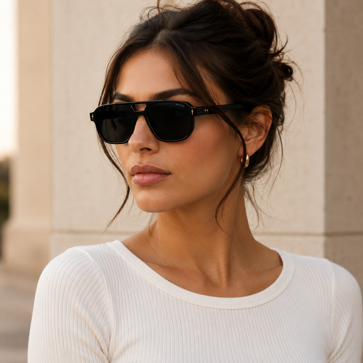 Urban Ziyaar Aero Premium Black Aviator Square Sunglasses