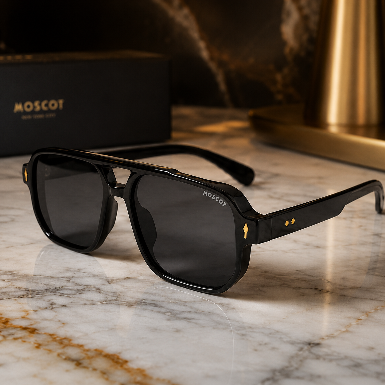 Urban Ziyaar Aero Premium Black Aviator Square Sunglasses