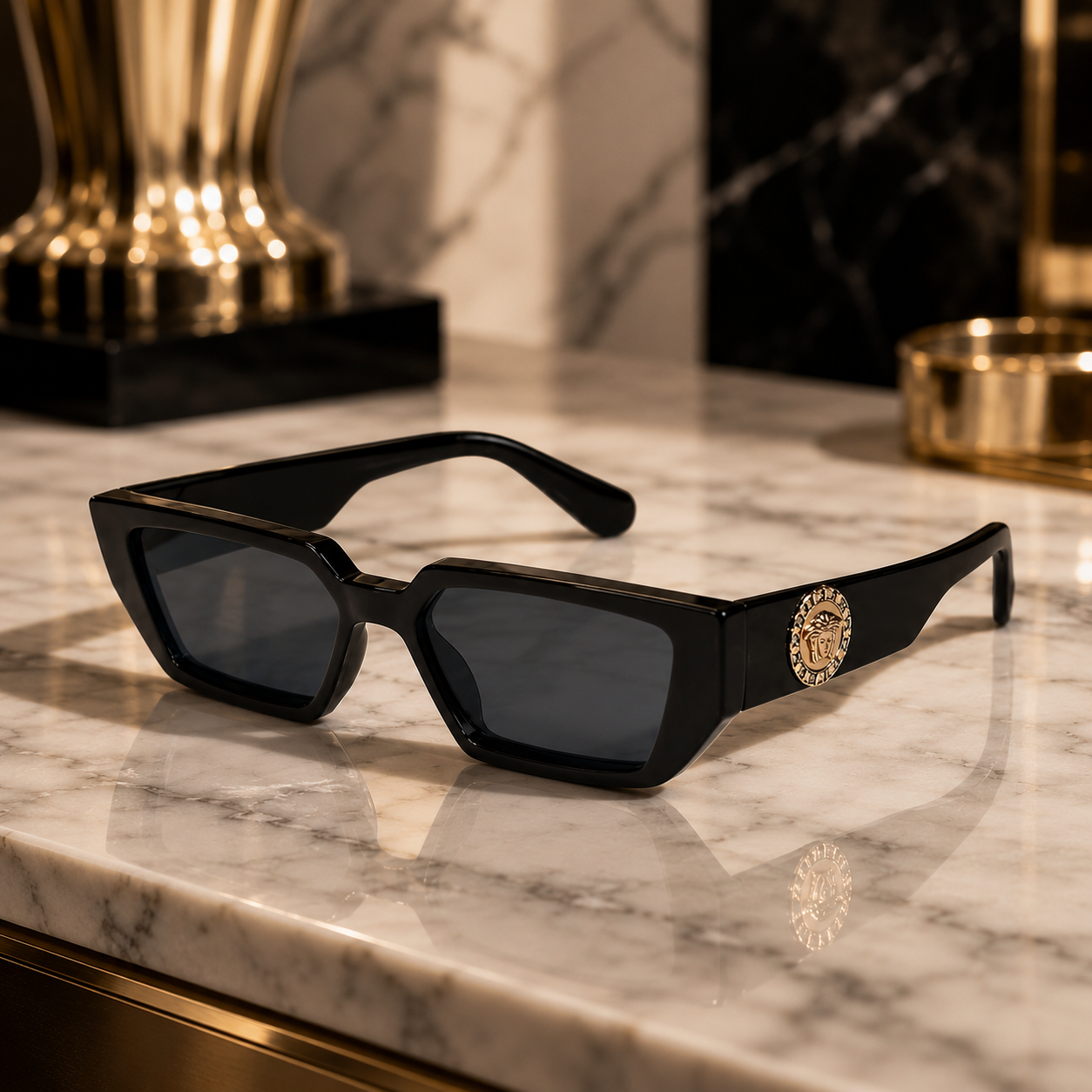 Urban Ziyaar Nova Premium Geometric Black Sunglasses