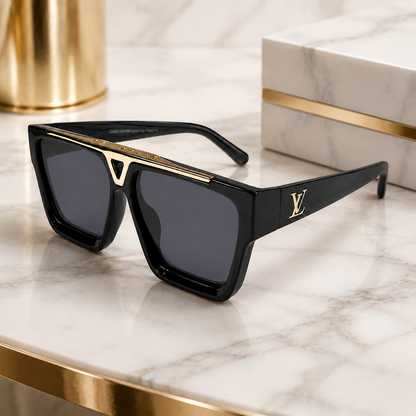 Louis Vuitton 1.1 Evidence Z1502W Black Square Gold Bridge Sunglasses