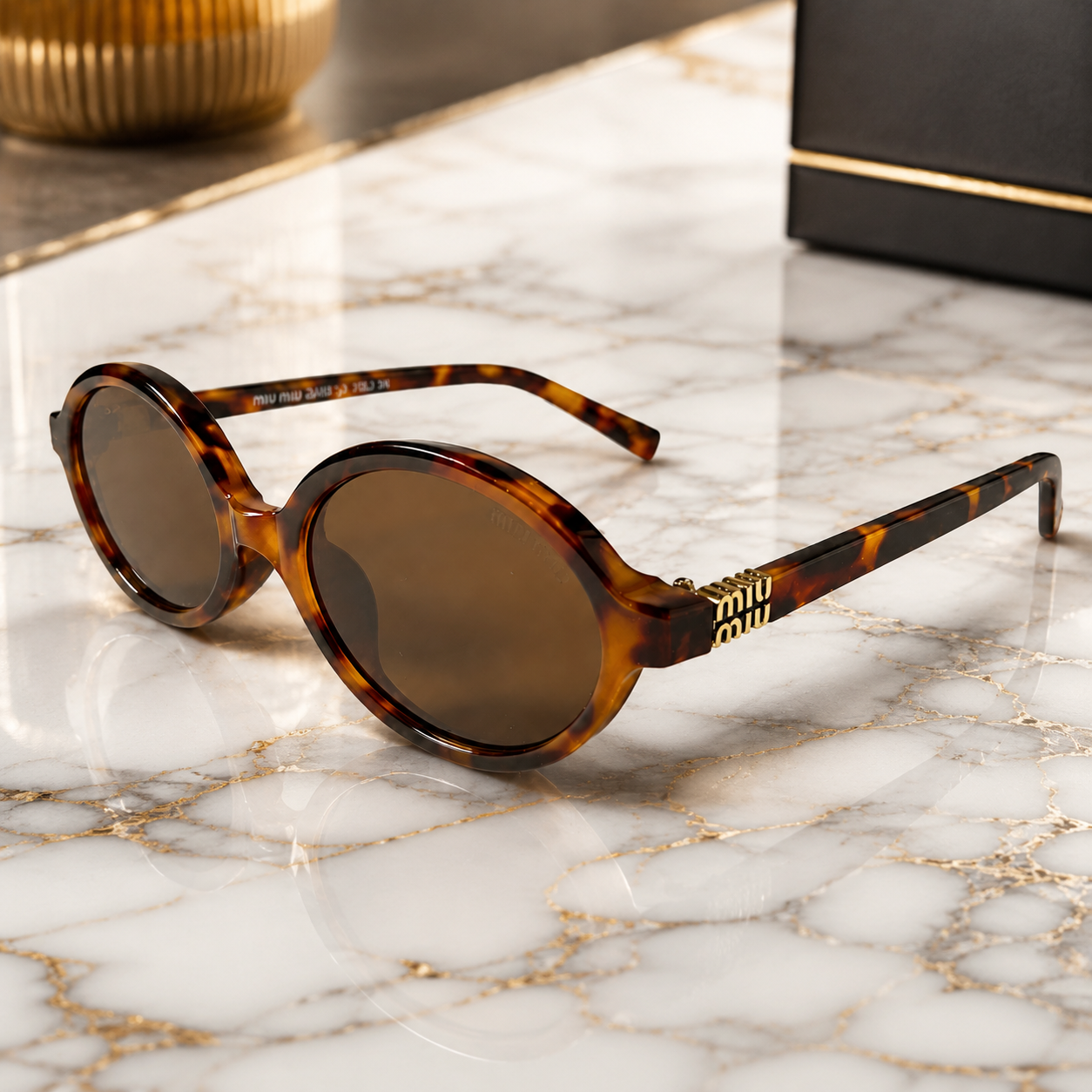 Miu Miu Regard MU04ZS 19P2Z1 Tortoiseshell Oval Sunglasses