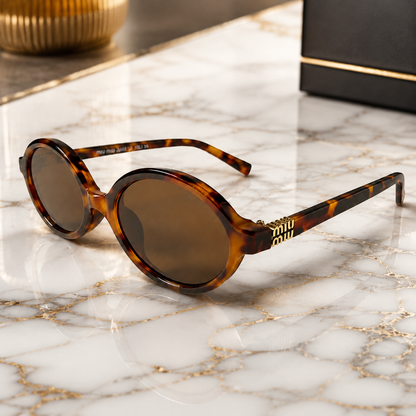 Miu Miu Regard MU04ZS 19P2Z1 Tortoiseshell Oval Sunglasses