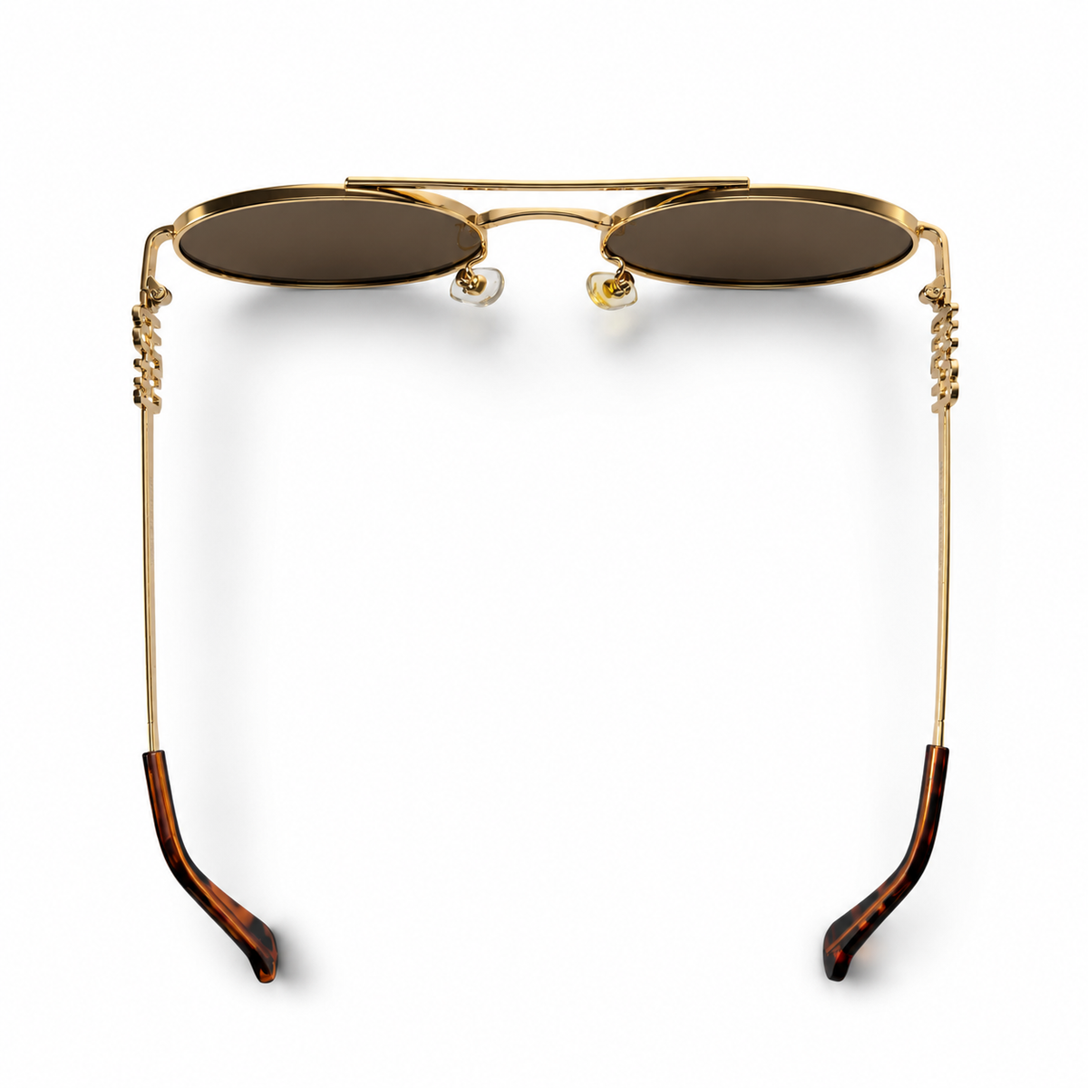 Miu Miu SMU54ZS Gold Tone Metal Oval Brown Lens Sunglasses
