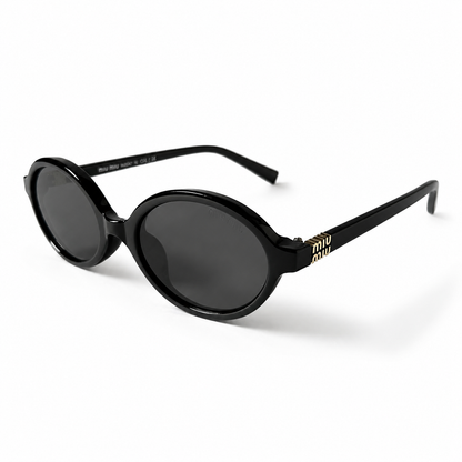 Miu Miu SMU04Z Black Acetate Oval Dark Grey Lens Sunglasses