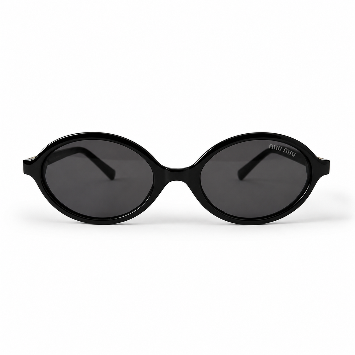Miu Miu SMU04Z Black Acetate Oval Dark Grey Lens Sunglasses