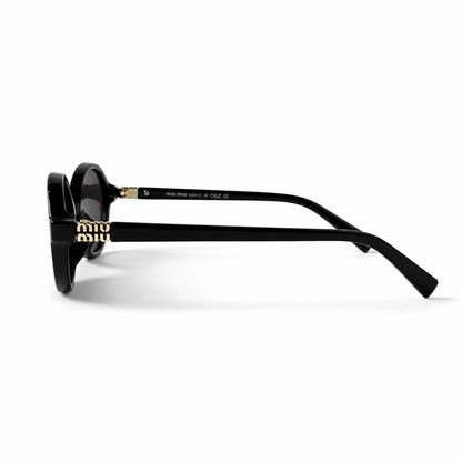 Miu Miu SMU04Z Black Acetate Oval Dark Grey Lens Sunglasses