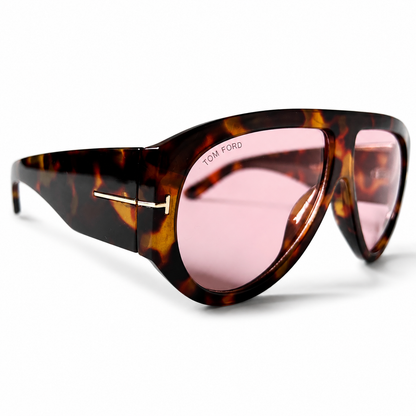 Tom Ford BRONSON TF1044 Dark Havana Burgundy Lens Sunglasses