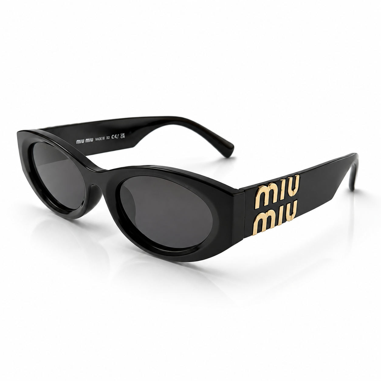 Miu Miu SMU11W1AB5S0 Glimpse Black Oval Logo Sunglasses