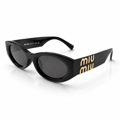 Miu Miu SMU11W1AB5S0 Glimpse Black Oval Logo Sunglasses