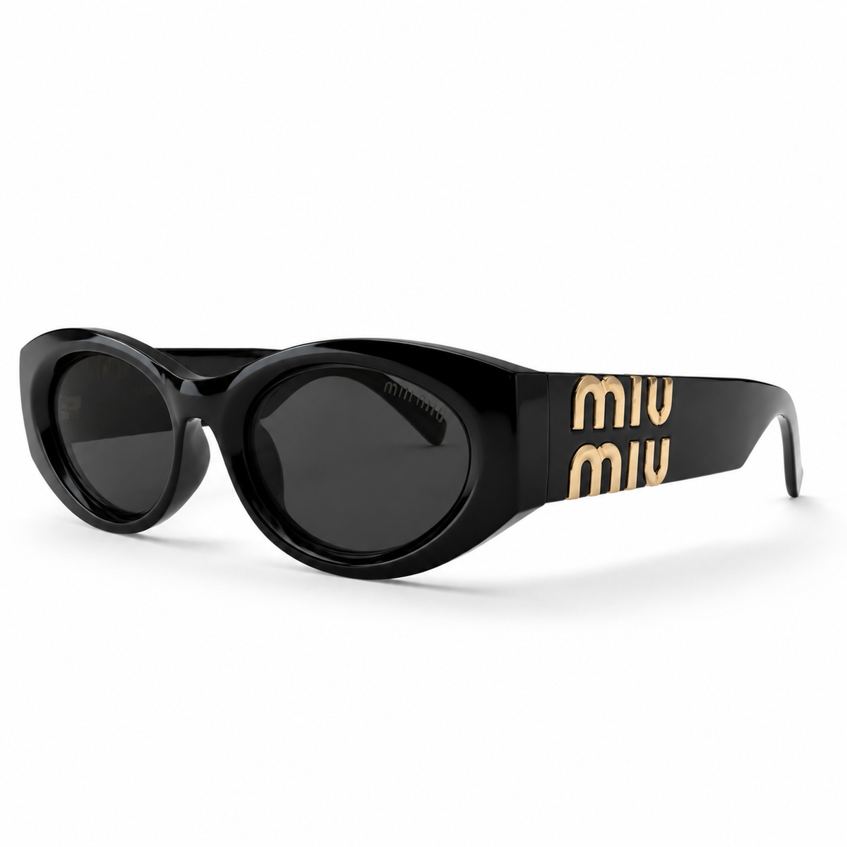 Miu Miu SMU11W1AB5S0 Glimpse Black Oval Logo Sunglasses