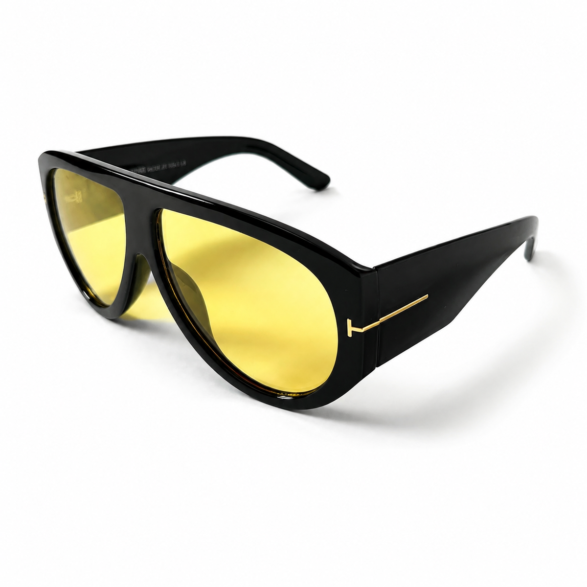 Tom Ford Bronson TF1044 01E Black Yellow Lens Aviator Sunglasses