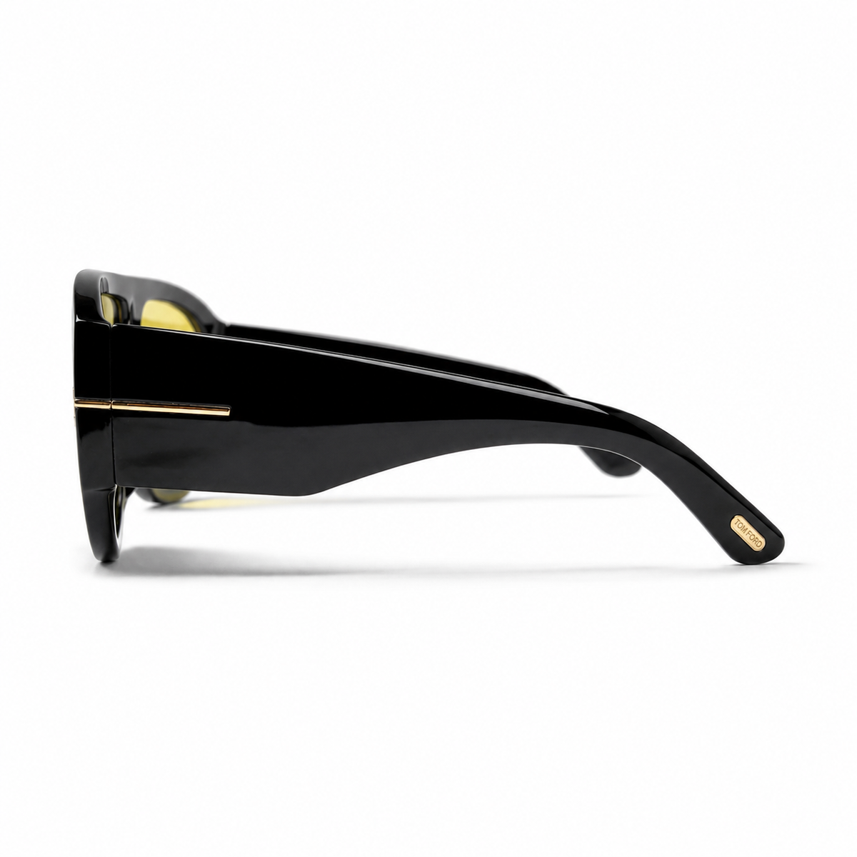 Tom Ford Bronson TF1044 01E Black Yellow Lens Aviator Sunglasses