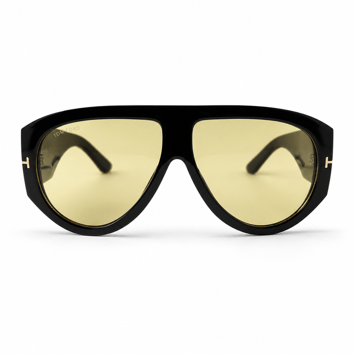 Tom Ford Bronson TF1044 01E Black Yellow Lens Aviator Sunglasses
