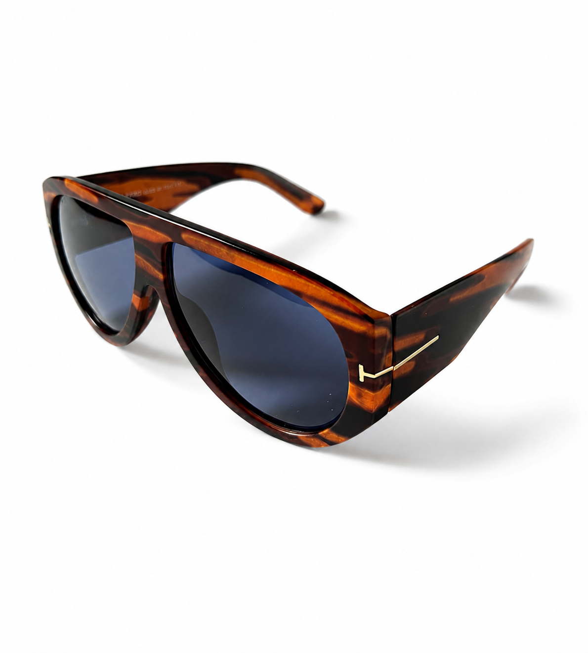 Tom Ford Bronson TF1044 01E Tortoiseshell Blue Lens Aviator Sunglasses