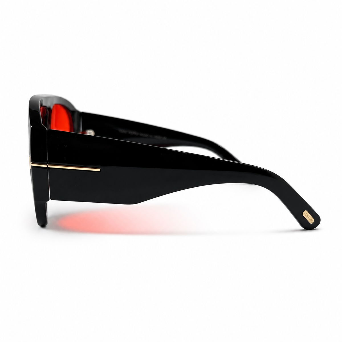 Tom Ford Bronson TF1044 01E Black Red Lens Aviator Sunglasses