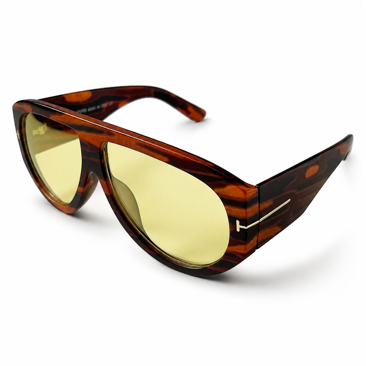 Tom Ford Bronson TF1044 01E Tortoiseshell Yellow Lens Aviator Sunglasses