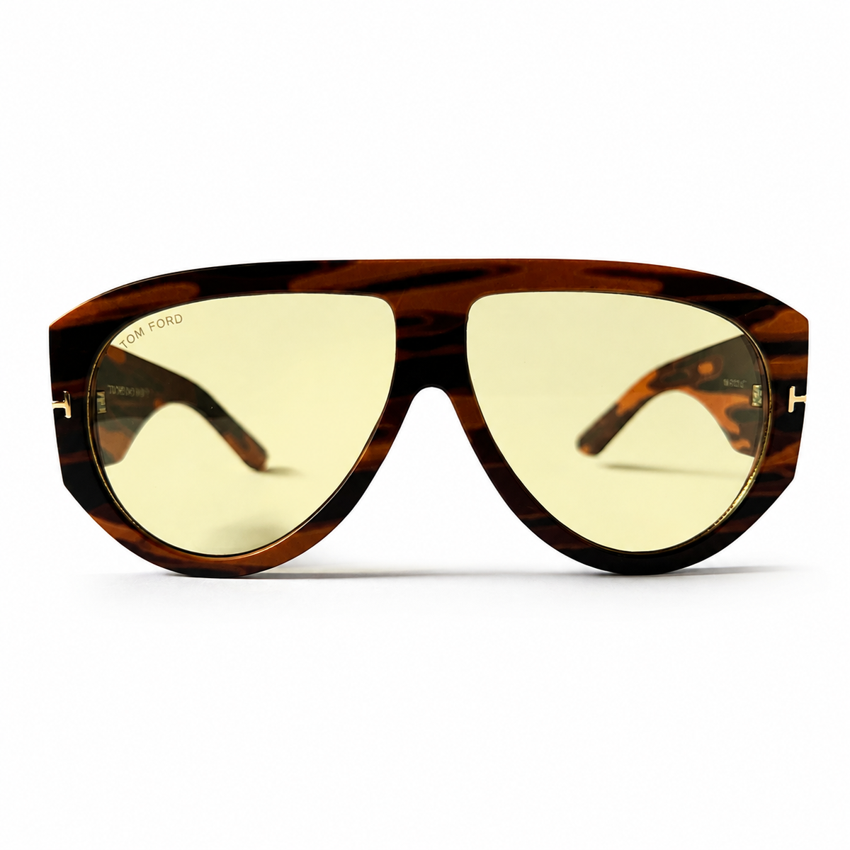 Tom Ford Bronson TF1044 01E Tortoiseshell Yellow Lens Aviator Sunglasses