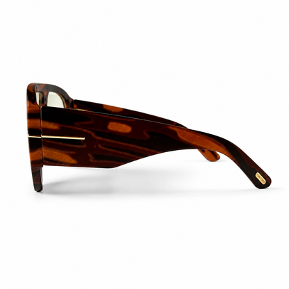Tom Ford Bronson TF1044 01E Tortoiseshell Yellow Lens Aviator Sunglasses