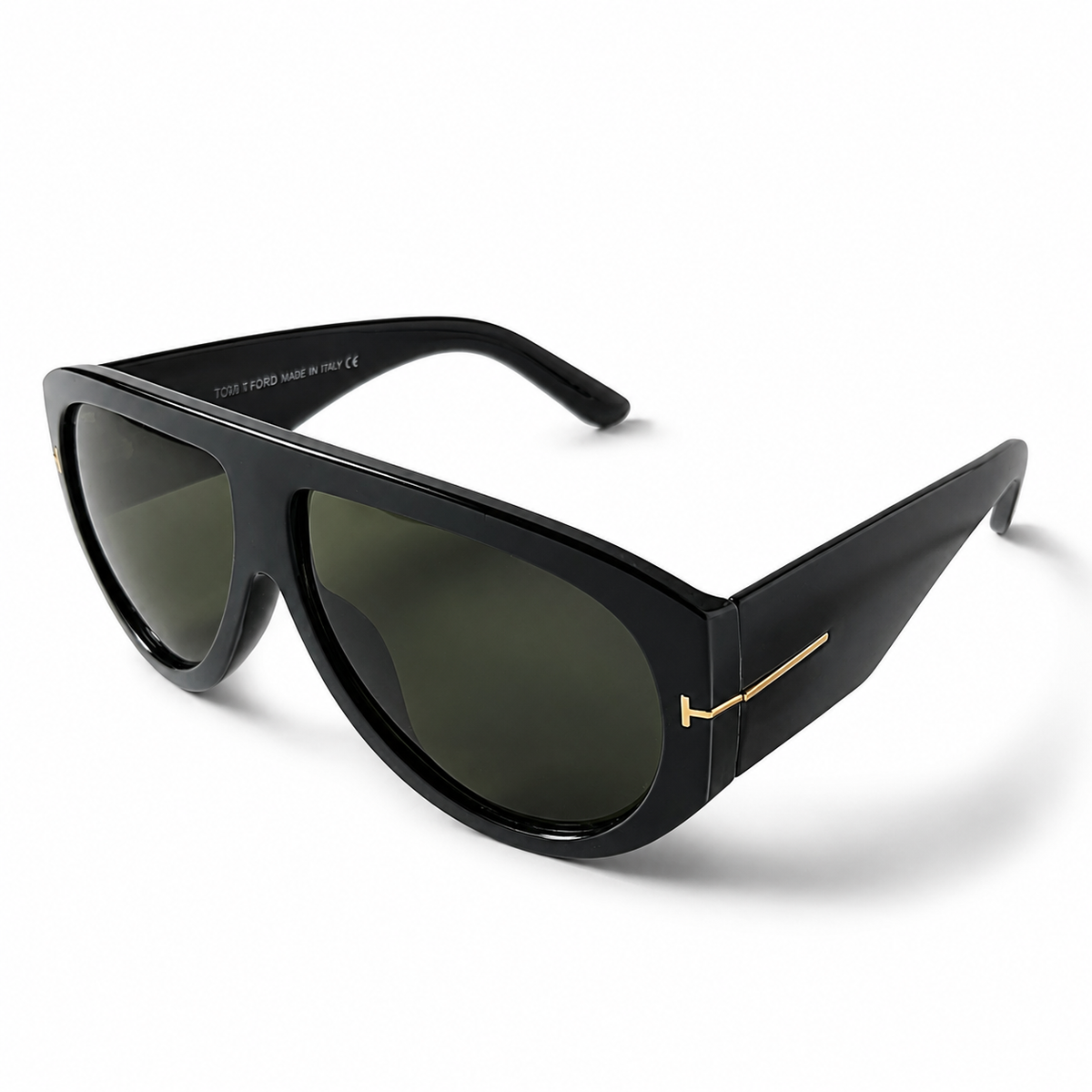 Tom Ford Bronson TF1044 01E Black Dark Green Lens Aviator Sunglasses