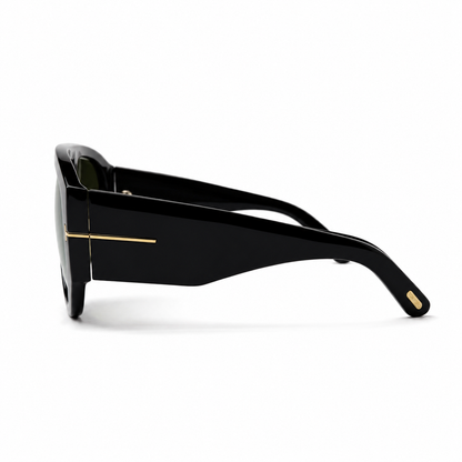 Tom Ford Bronson TF1044 01E Black Dark Green Lens Aviator Sunglasses