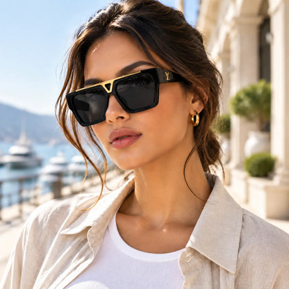 Louis Vuitton 1.1 Evidence Z1502W Black Square Gold Bridge Sunglasses