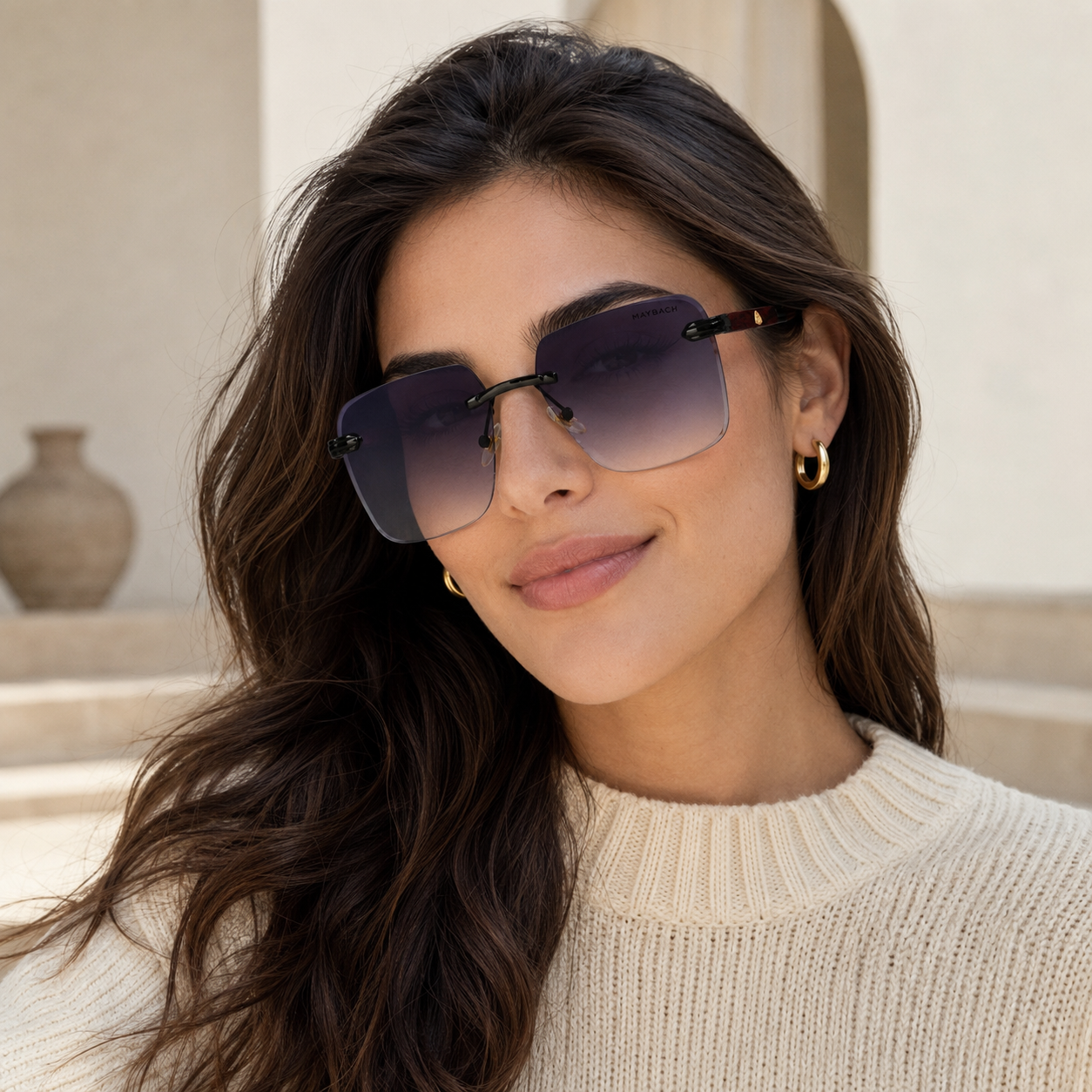 Urban Ziyaar Eclipse Luxe Rimless Square Sunglasses