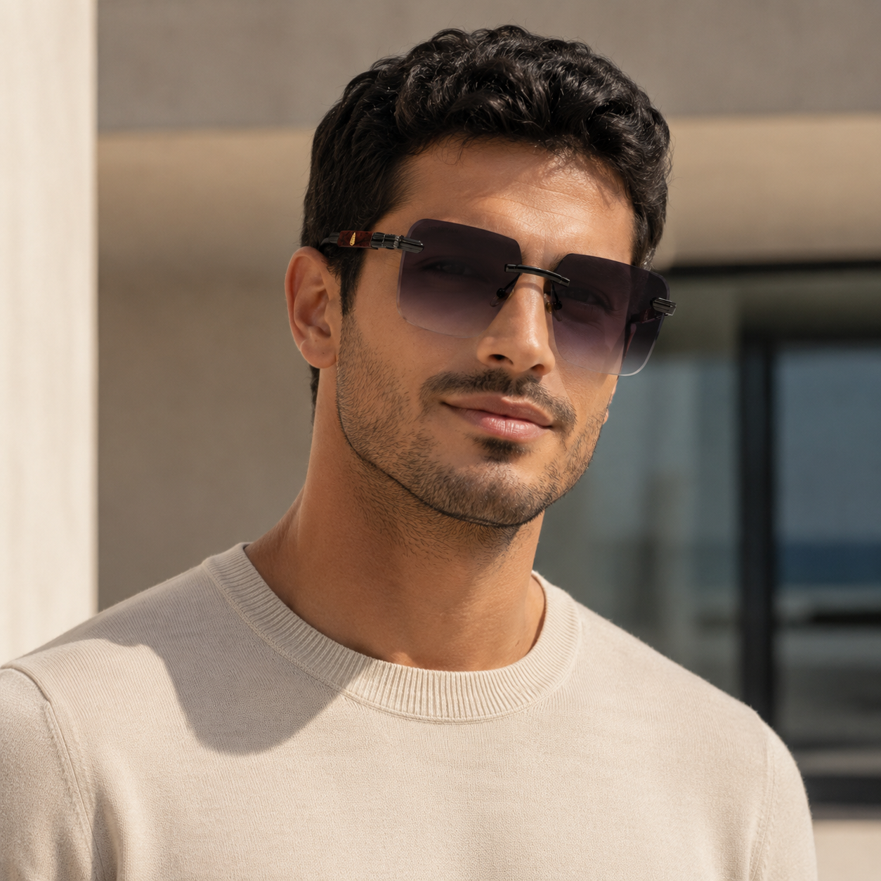 Urban Ziyaar Eclipse Luxe Rimless Square Sunglasses