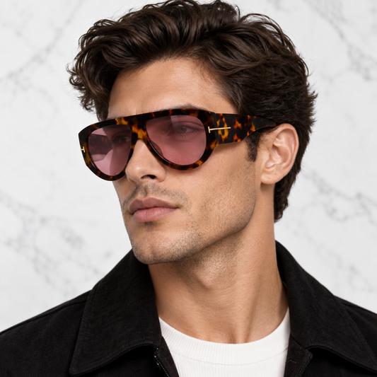 Tom Ford BRONSON TF1044 Dark Havana Burgundy Lens Sunglasses