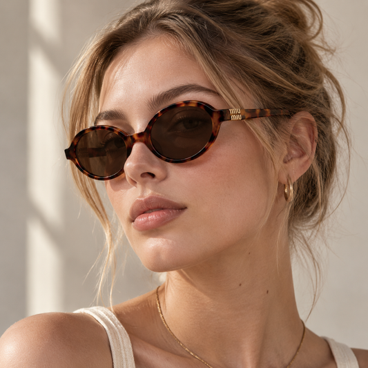 Miu Miu Regard MU04ZS 19P2Z1 Tortoiseshell Oval Sunglasses