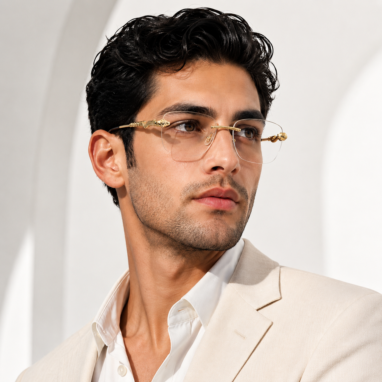 Cartier Gold Reptile Rimless Optical Frame