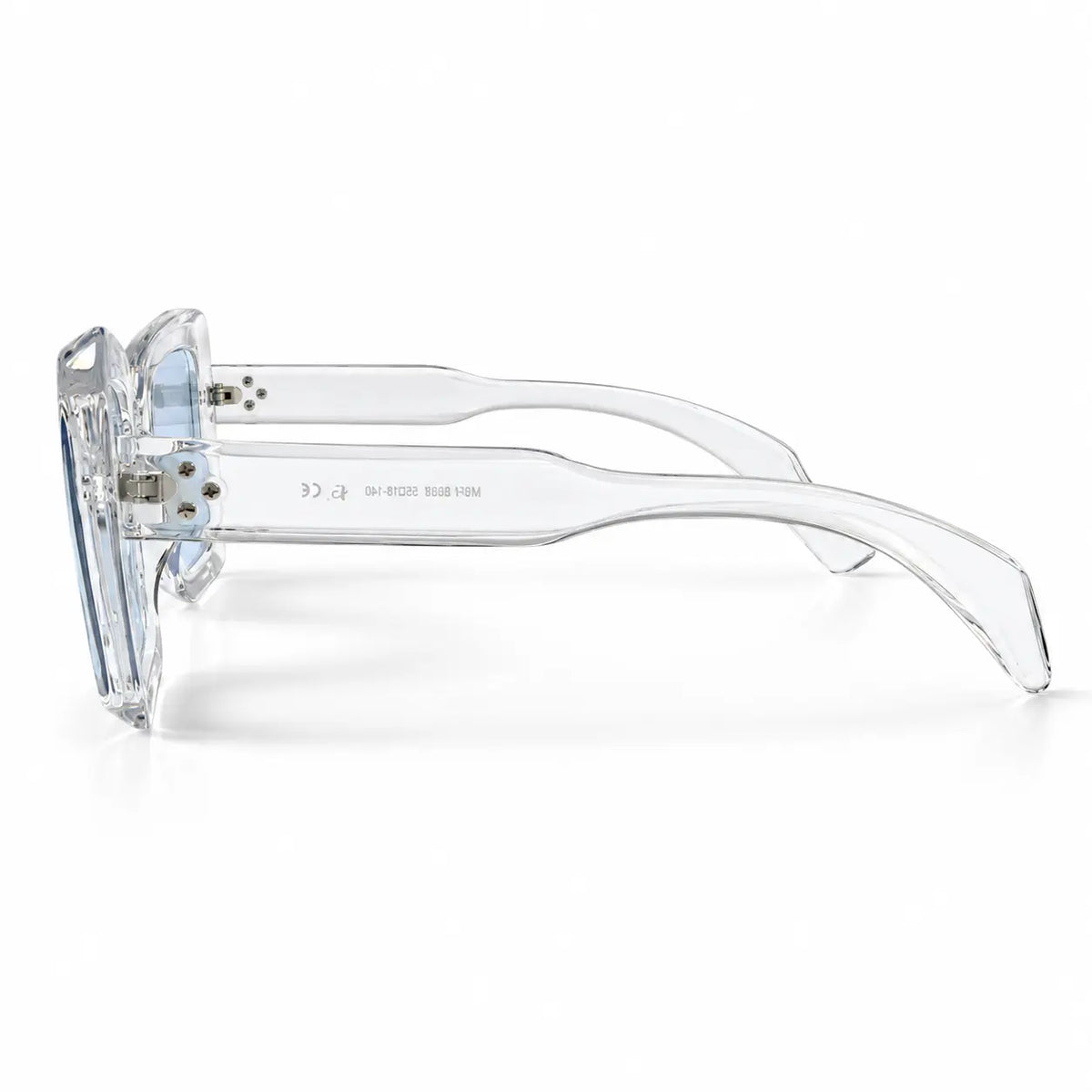 Crystal Clear Oversized Square Sunglasses with Blue Lenses