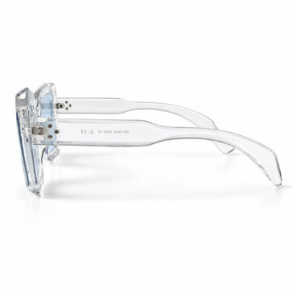 Crystal Clear Oversized Square Sunglasses with Blue Lenses