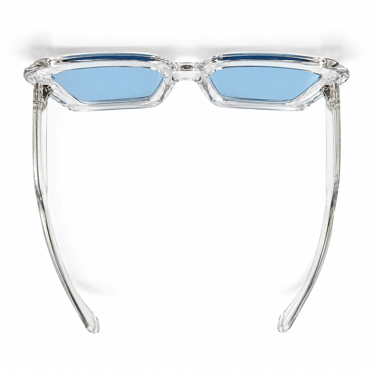 Crystal Clear Oversized Square Sunglasses with Blue Lenses