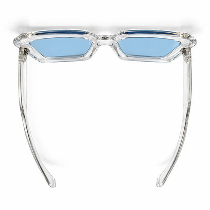 Crystal Clear Oversized Square Sunglasses with Blue Lenses