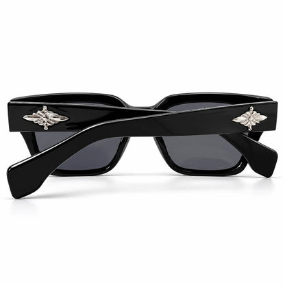 Celine Black Square Sunglasses with Silver Bee Emblem