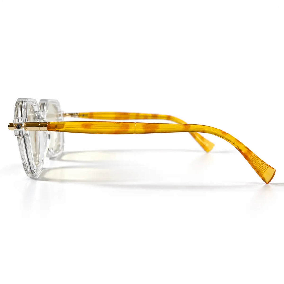 Kuboraum Crystal Clear Photochromic Glasses with Amber Temples & Gold Accents