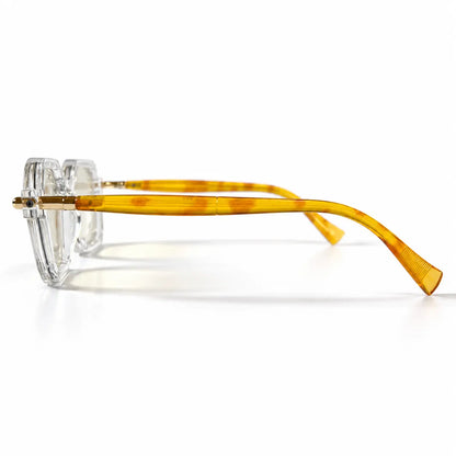 Kuboraum Crystal Clear Photochromic Glasses with Amber Temples & Gold Accents